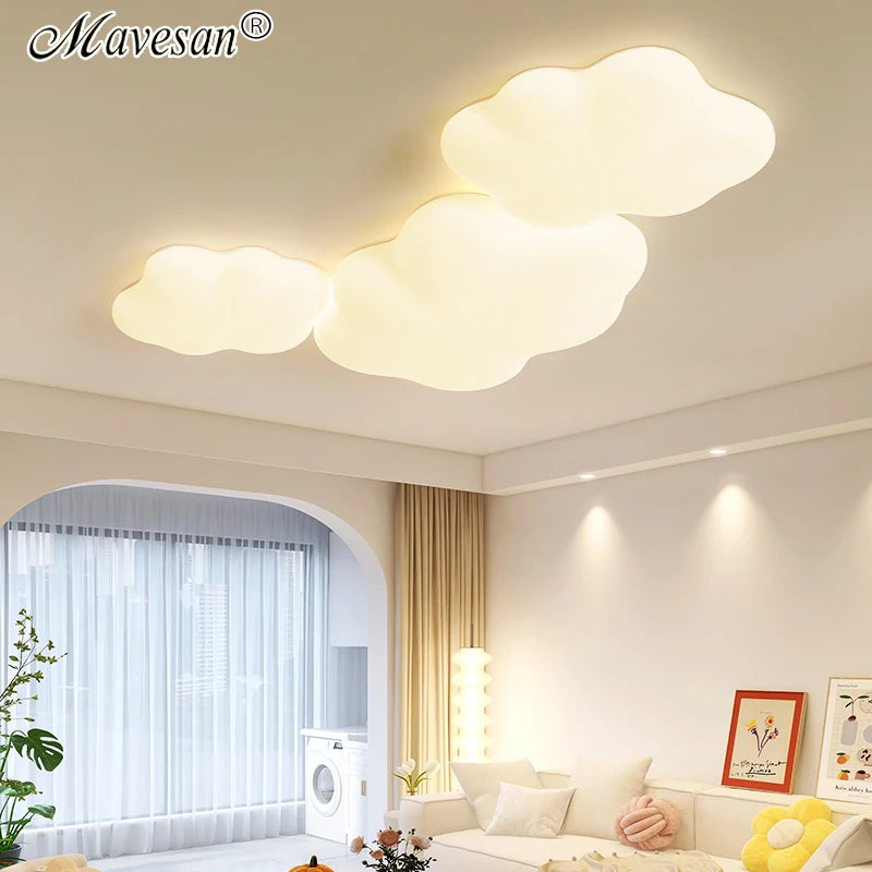 plafonnier créatif en forme de nuage avec lumière led