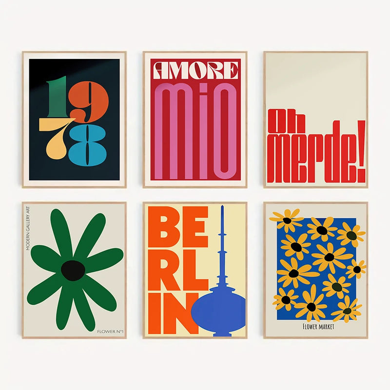 affiches murales abstraites fleurs pour décoration intérieure moderne