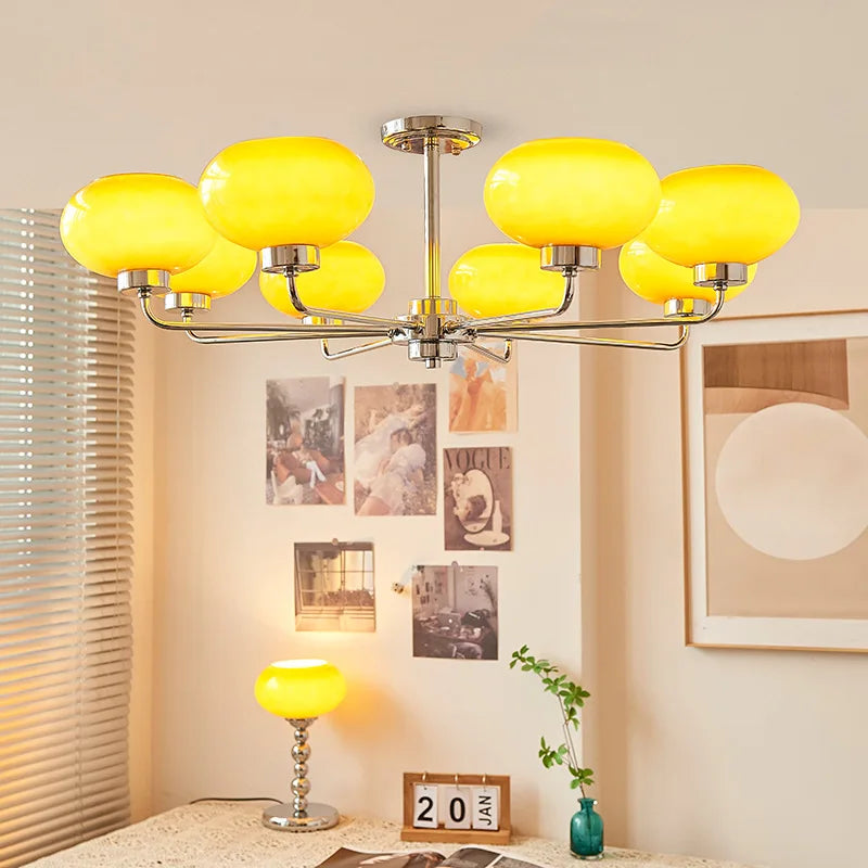 lustre moderne bauhaus en verre pour salon nordique