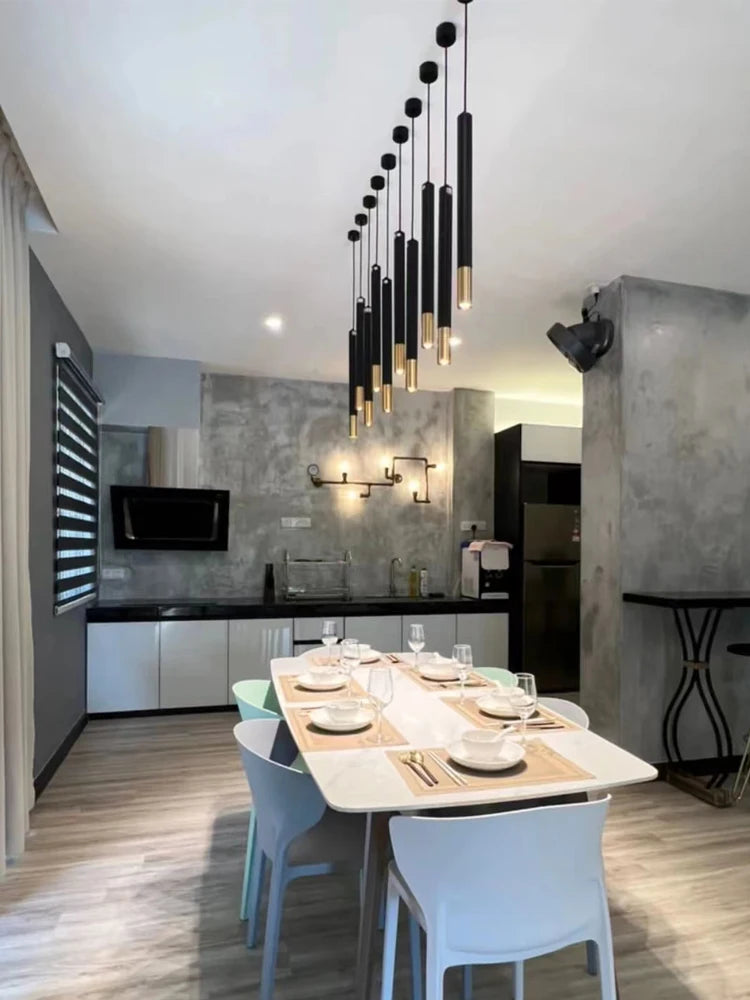 lustre led tubulaire pour éclairage intérieur de restaurant