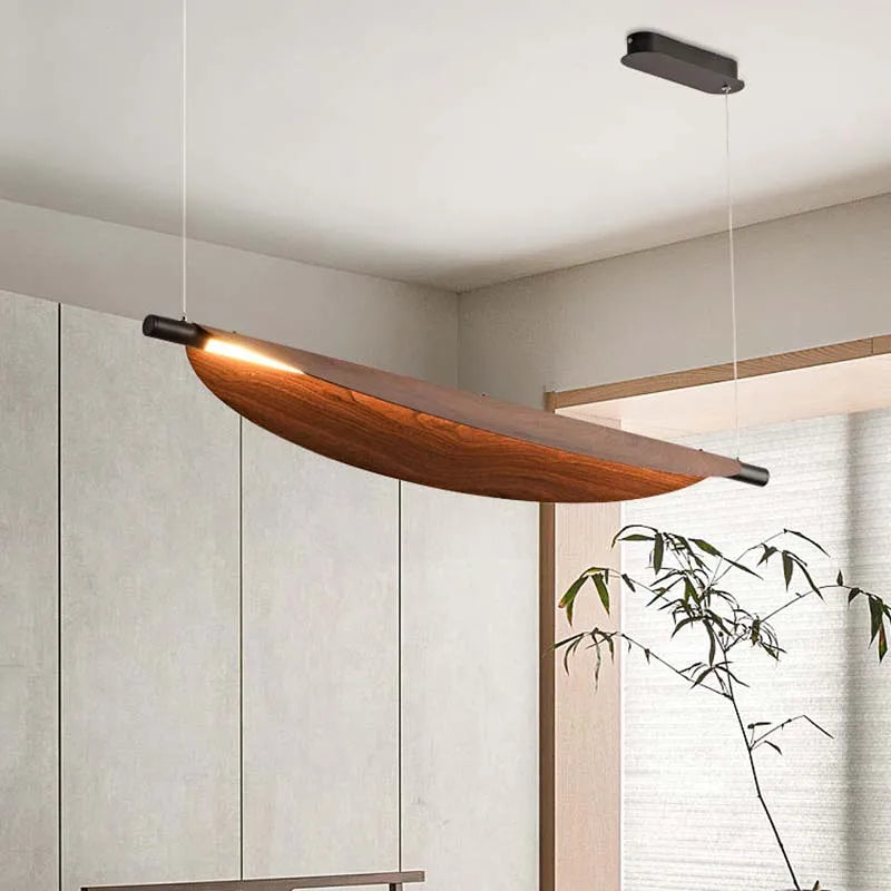 lustre japonais en bois de noyer style rétro pour décoration intérieure