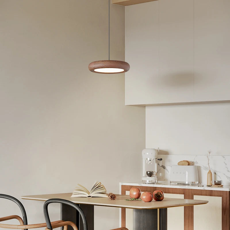 suspension moderne en bois à trois têtes minimaliste