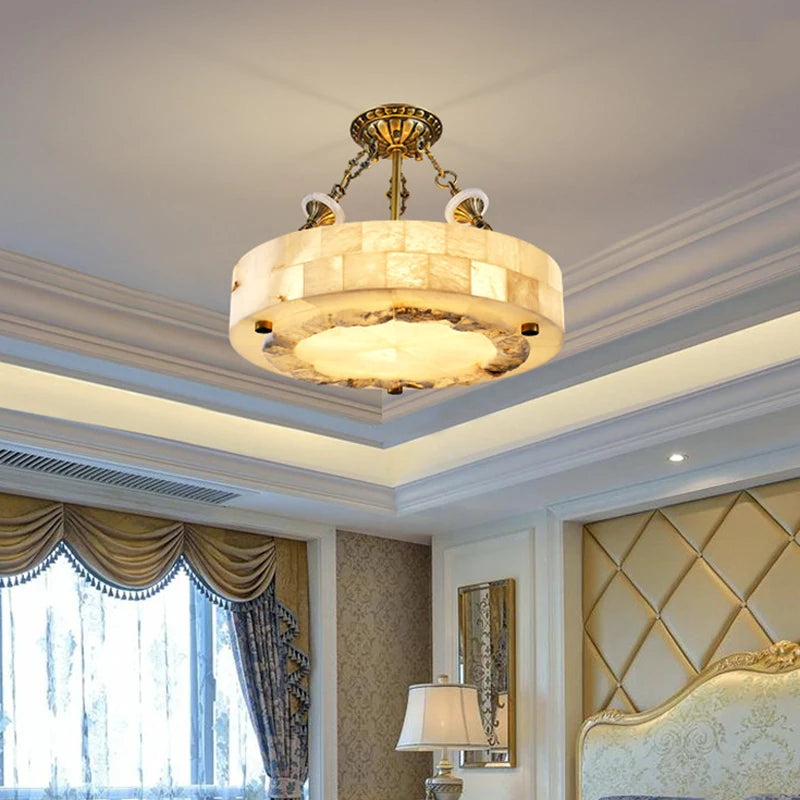 plafonnier luxueux en marbre naturel suspendu grand luminaire