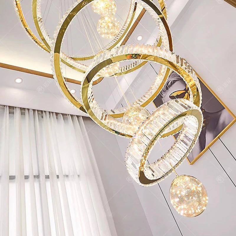 Lustre design anneau en cristal intelligentes pour décoration moderne