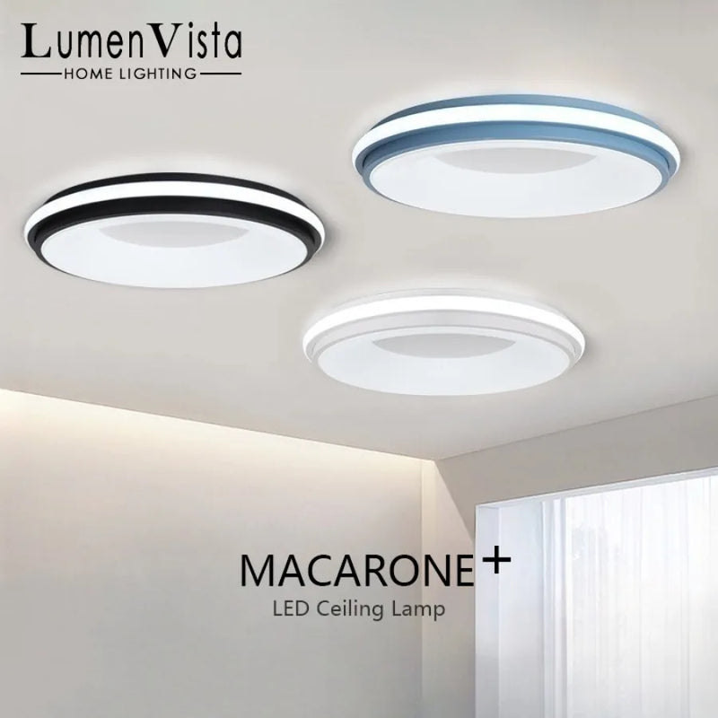 LED Nordique Macaron Plafonnier Moderne Créatif Couleur Circulaire Luminaire Chambre Chambre D'enfant Salon Lampe À La Maison