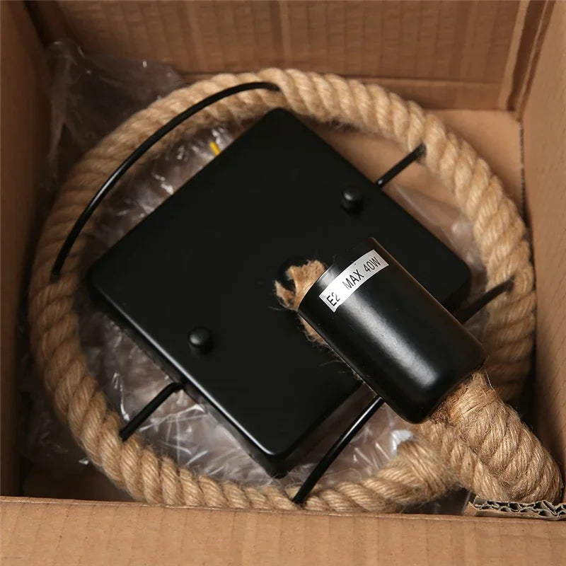 applique murale rétro en corde de chanvre pour intérieur