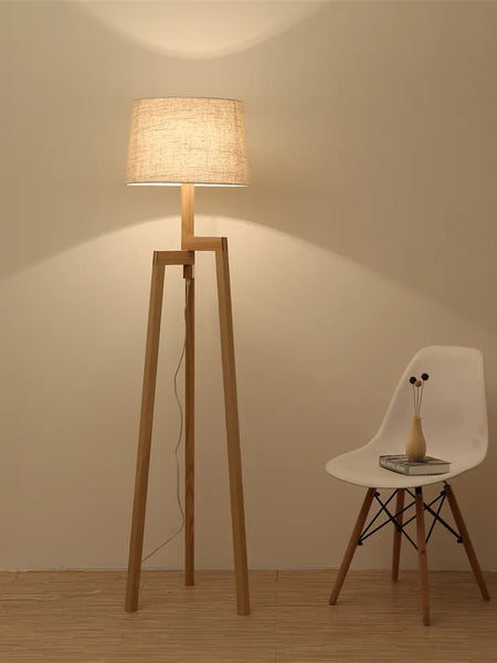 Lampe à Poser En Bois - Style Scandinave Vintage - Pied Bois (Marron)