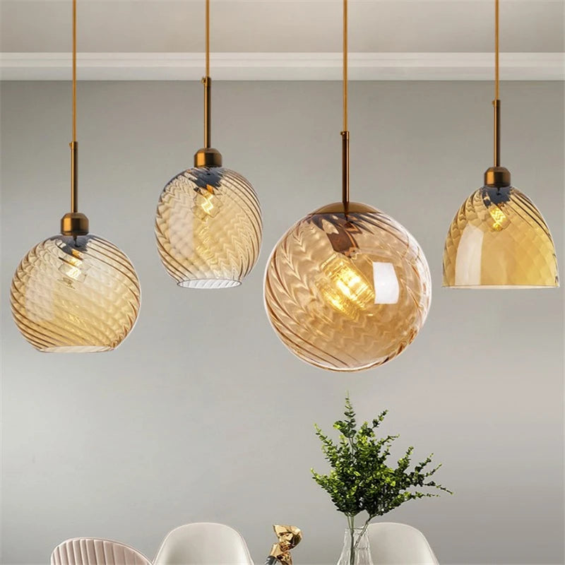 suspension led modernes en verre grain d'eau pour décoration intérieure