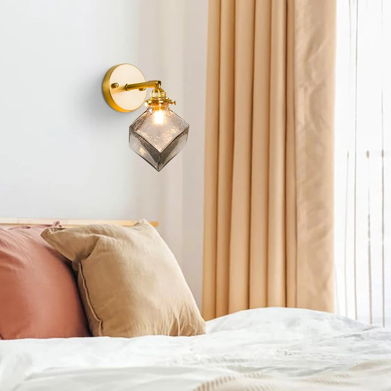 Applique murale boule de verre gris fumée