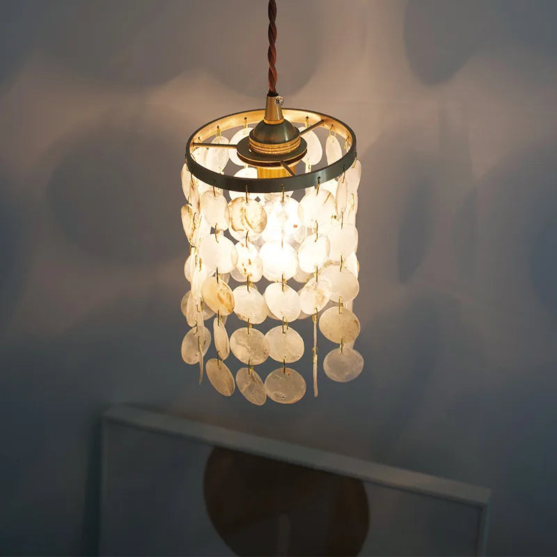 Suspension de luxe en cuivre avec coquillages naturels rétro