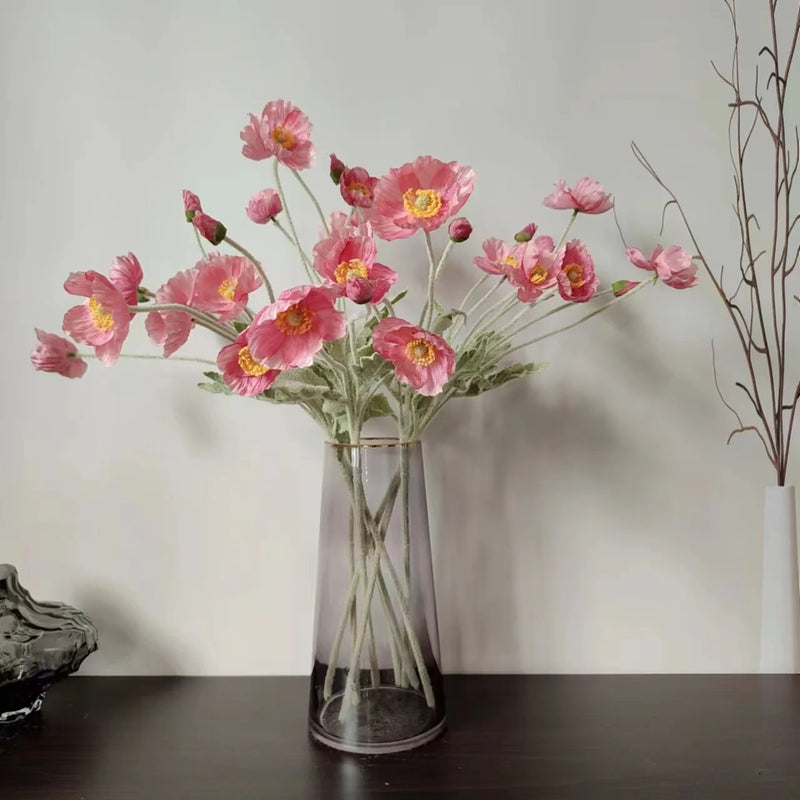 fausses fleurs de pavot en soie pour décorations de mariage et fêtes