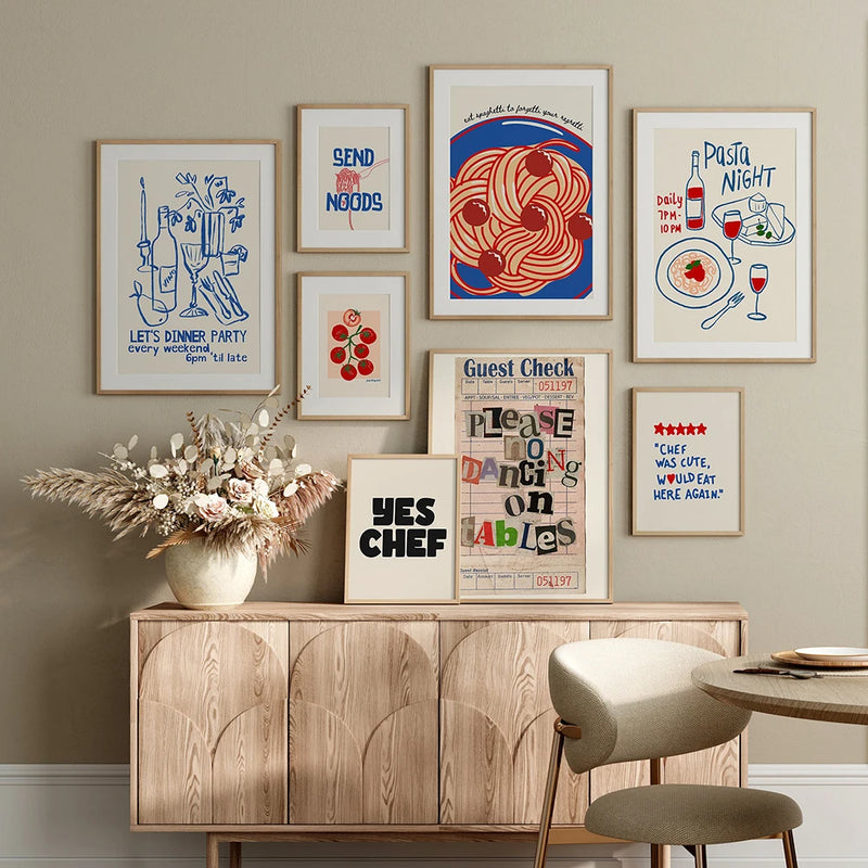 ensemble mural rétro esthétique affiche art galerie peinture décor mural