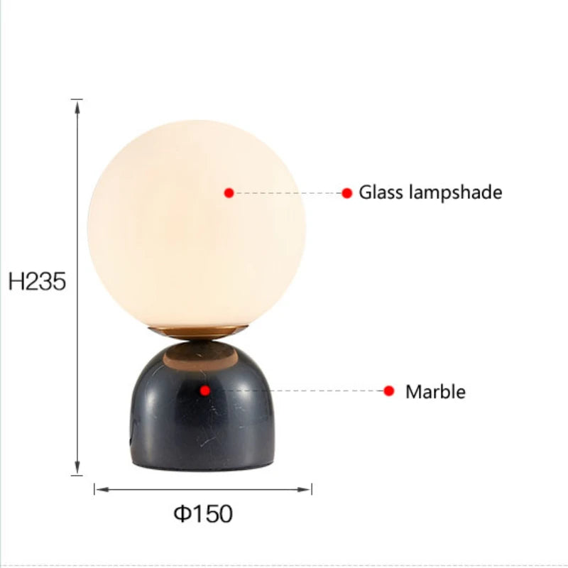 Lampe de table LED en verre et marbre