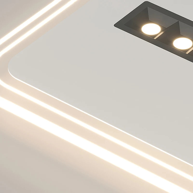 plafonnier simple avec spot blanc carré et nuage rond