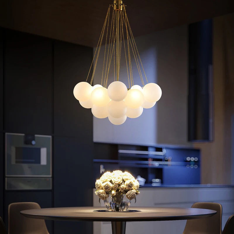 lustre boule de verre moderne led suspension nordique suspendu
