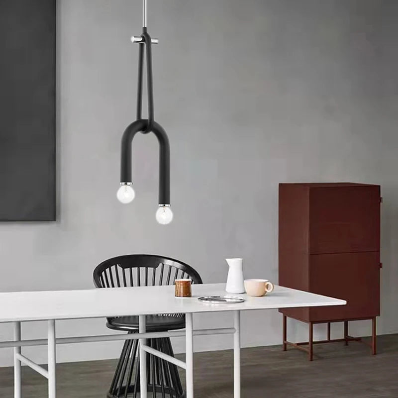 lustre créatif à 2 ampoules hauteur réglable en métal