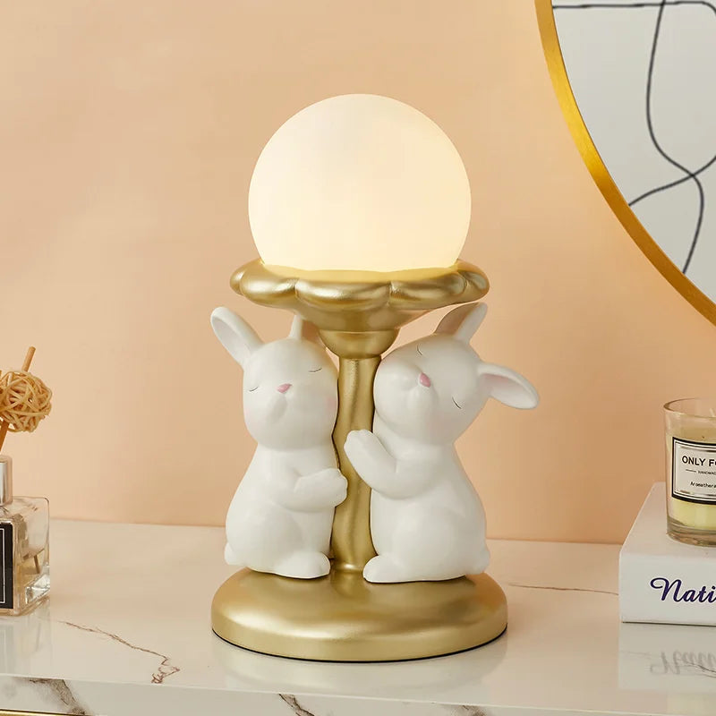 lampe de bureau nordique kawaii en forme de lapin en résine