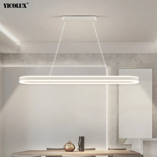 lustre Simple blanc Long moderne LED salon salle à manger chambre Hall décor appareil ménager éclairage intérieur