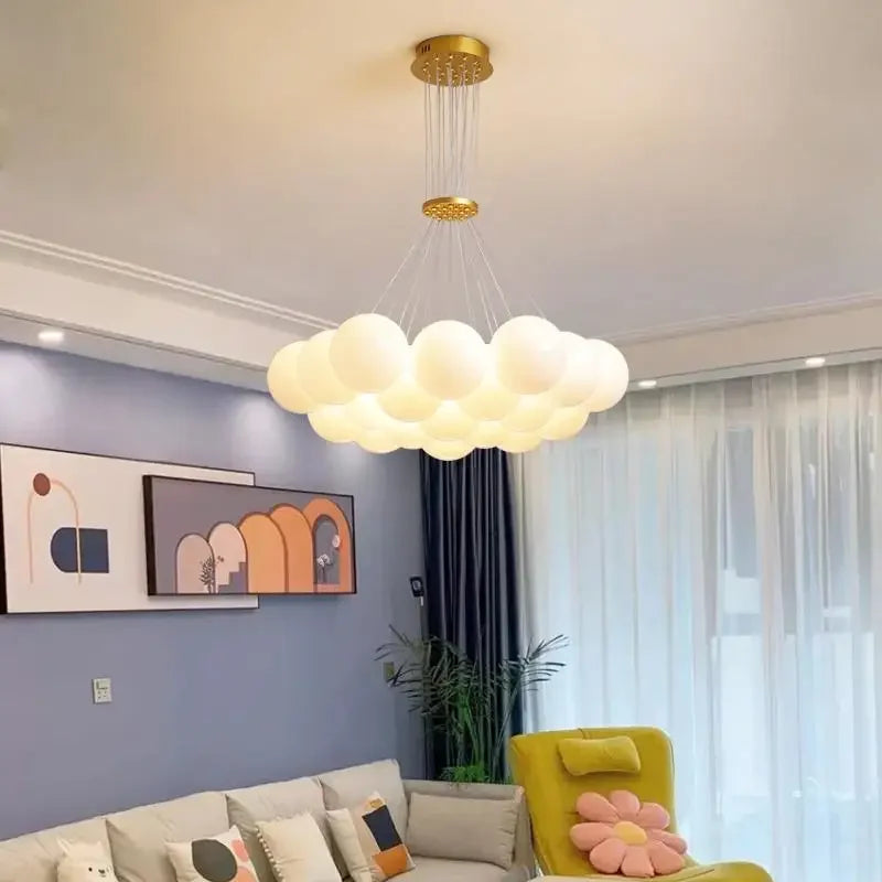 lustre nordique en verre fumé led pour décoration intérieure