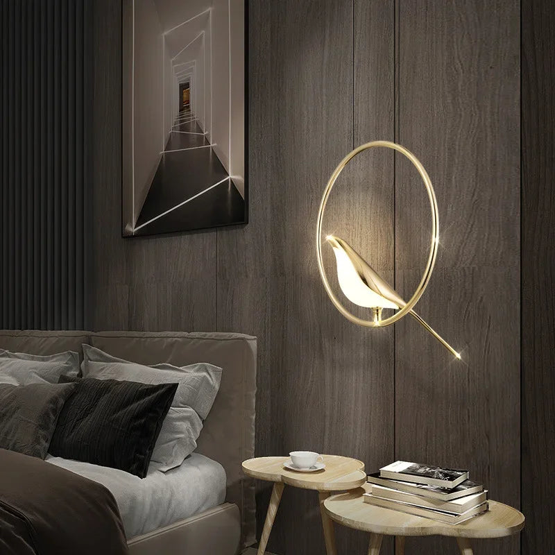golden bird applique murale led rotative suspendue