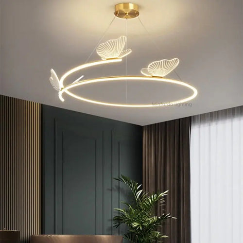 Lustre design LED rond en forme de papillon