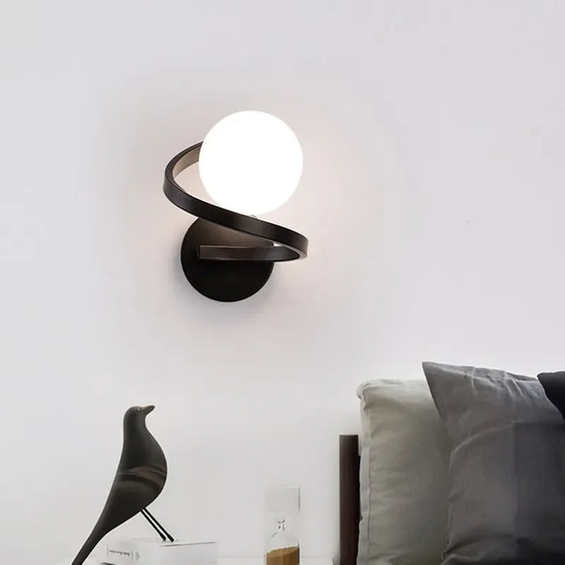 applique murale moderne verre spirale fer éclairage haut bas bar chevet salon décoration maison