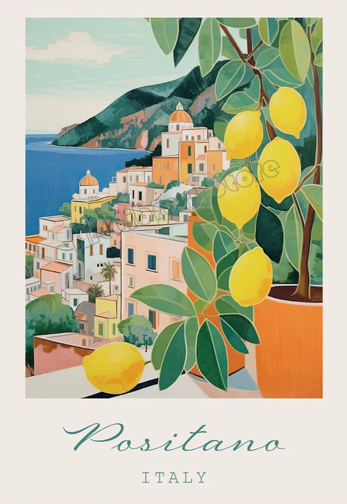 affiche vintage italienne paysage nourriture et café décor mural