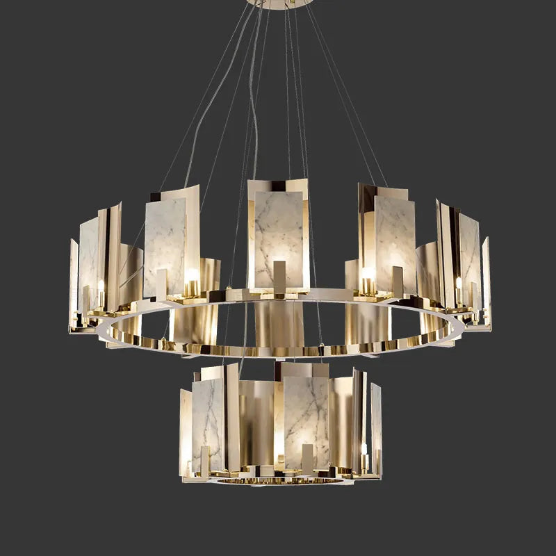 Suspension design luxe led marbre naturel