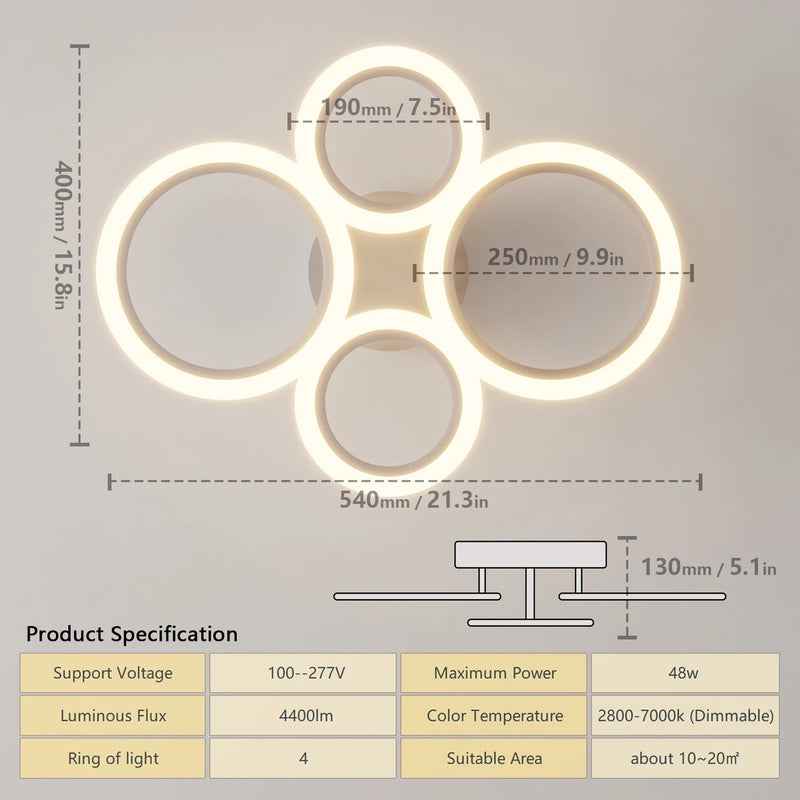 Plafond moderne à LEDs lampe luminosité continue dimmable télécommande plafonniers pour salon chambre cuisine salle à manger