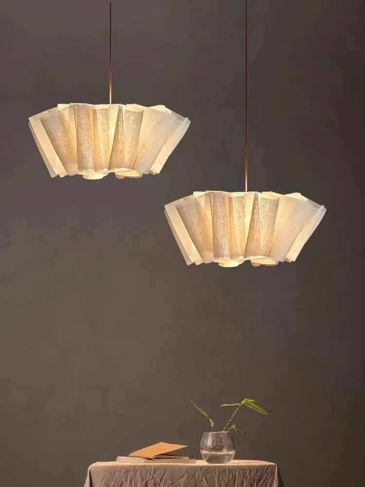 Nordique Vintage Wabi Sabi vent fait à la main tissu Led lustre B & B éclairage intérieur salle à manger Bar chambre chevet suspension lumières