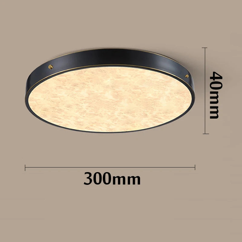 plafonnier luxueux en laiton led monté en marbre circulaire