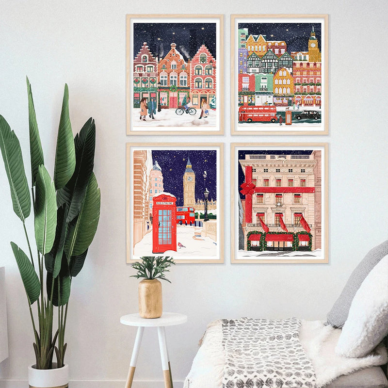 art mural voyage london paris prague pour décoration intérieure