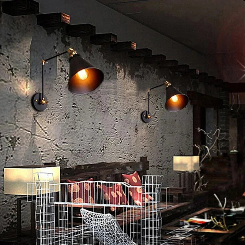 applique murale loft industriel rétro bras long luminaria led