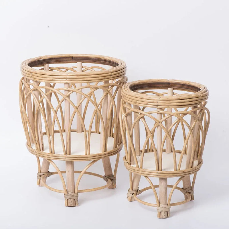 pot de fleurs en rotin support créatif en bambou