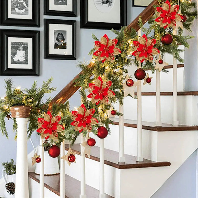 décoration suspendue fleur pailletée pour arbre de noël