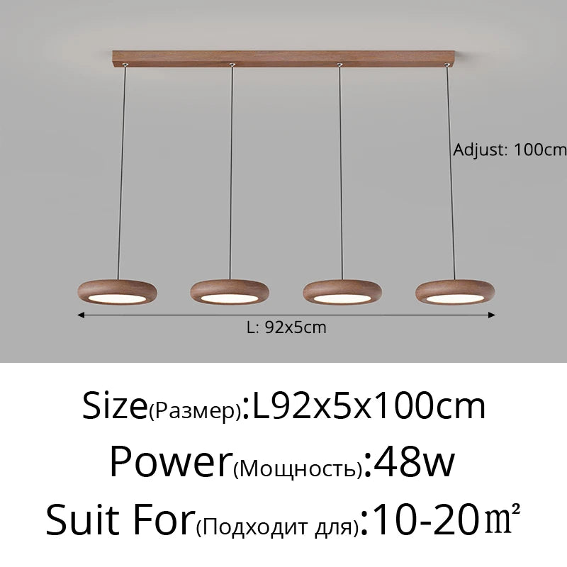 suspension moderne en bois à trois têtes minimaliste