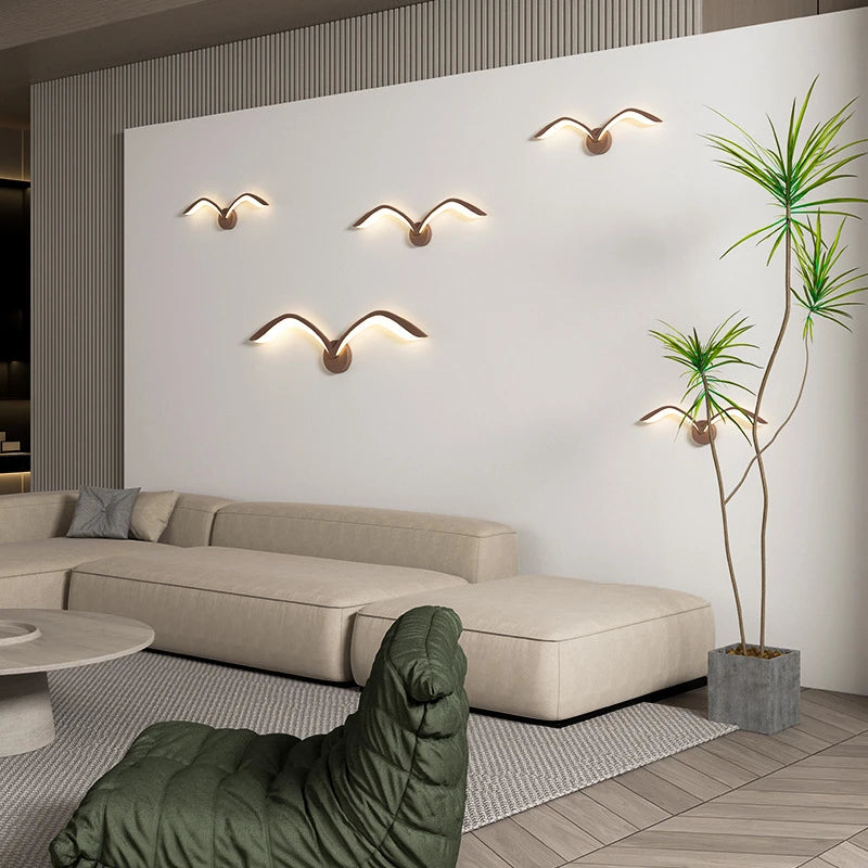 applique murale led modernes en forme de mouette en acrylique