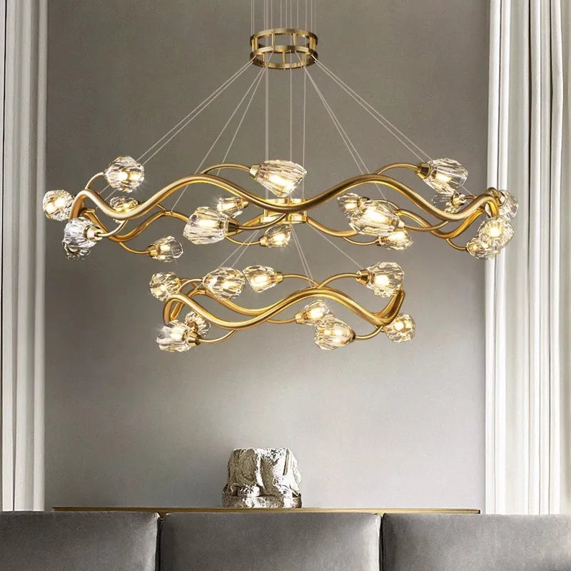 lustre led en cristal moderne de luxe pour éclairage intérieur