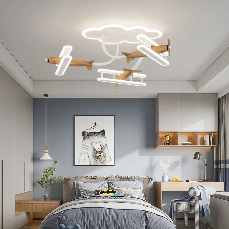 Plafonnier avion télécommande chambre enfants