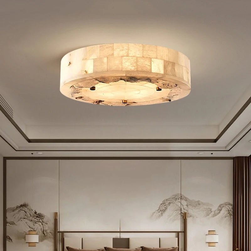 plafonnier luxueux en marbre naturel suspendu grand luminaire