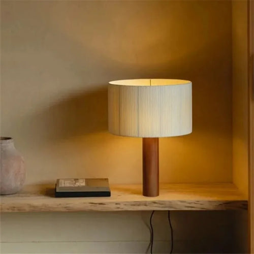 lampe à poser en bois massif style wabi sabi minimaliste décoratif