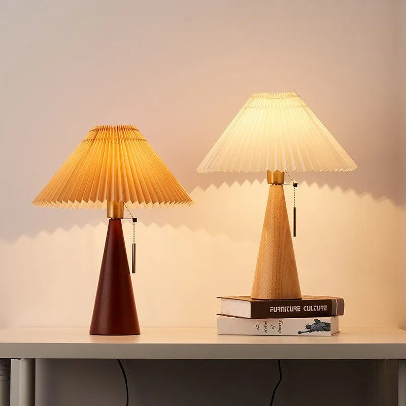 Lampe LED plissée en bois pour bureau