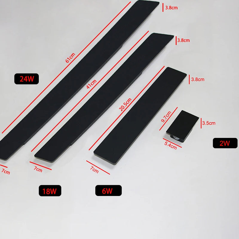 Applique murale extérieures imperméables bande aluminium appliques murales 18W LED noir applique chambre extérieur luminaires extérieurs