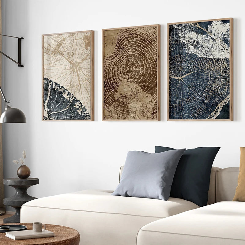 affiches abstraites sur les anneaux des arbres décoration murale nordique