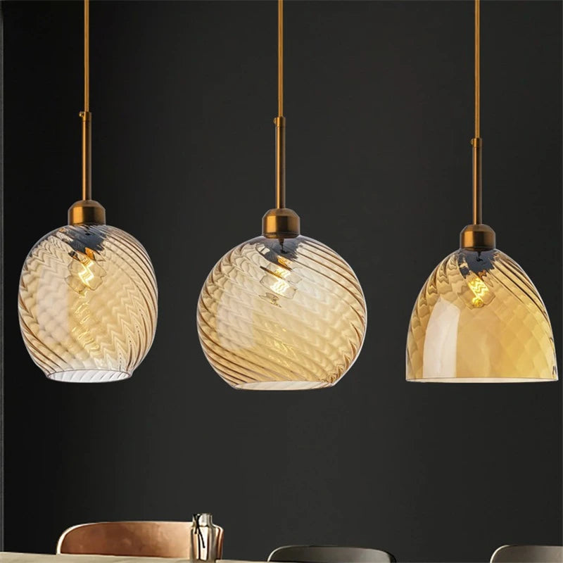 suspension led modernes en verre grain d'eau pour décoration intérieure