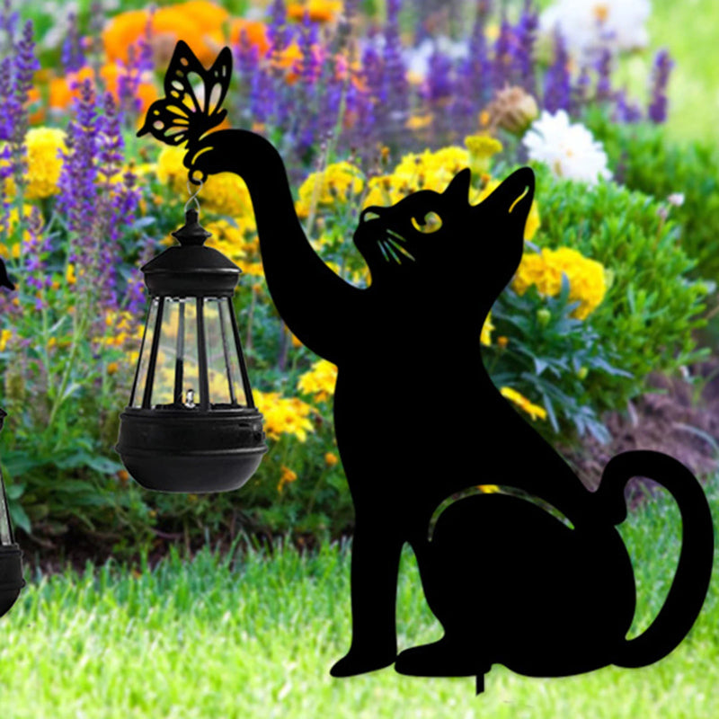 lanterne solaire suspendue silhouette de chat décorative étanche multifonctionnelle