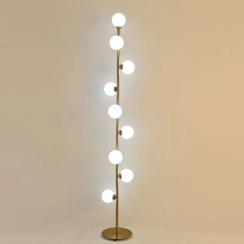 Lampadaire boule de verre blanc à 9 têtes