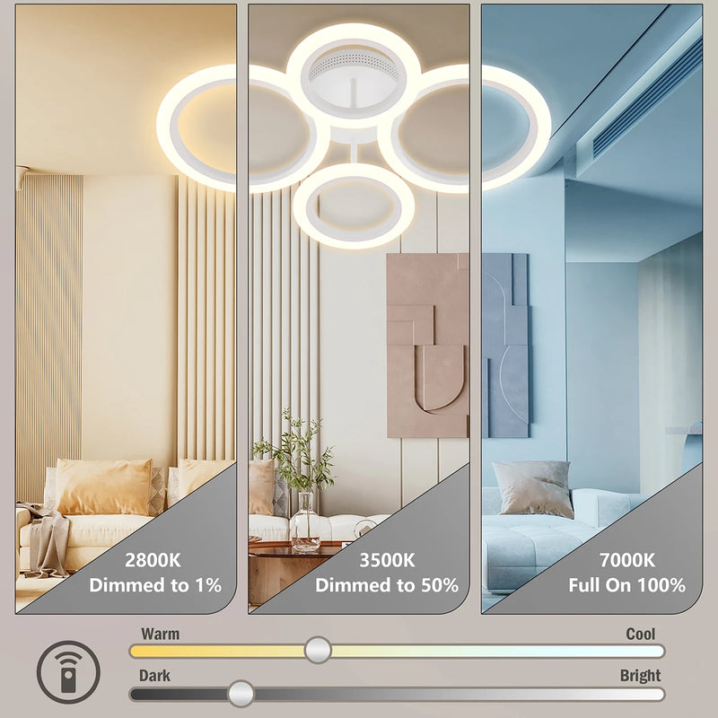 Plafond moderne à LEDs lampe luminosité continue dimmable télécommande plafonniers pour salon chambre cuisine salle à manger