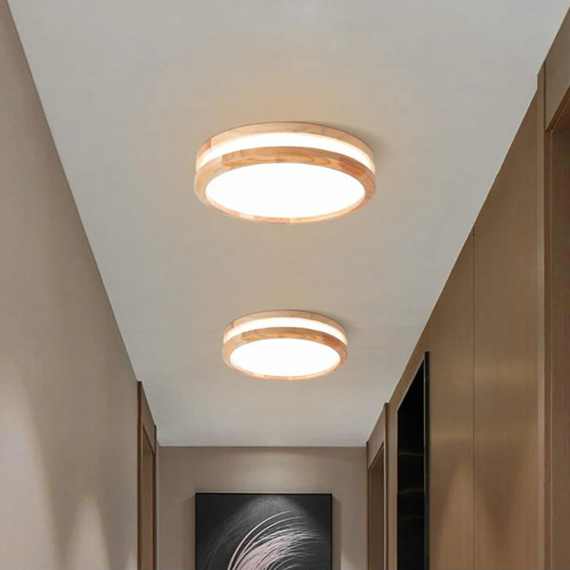 plafonnier led bois moderne nordique rond luminaire intérieur