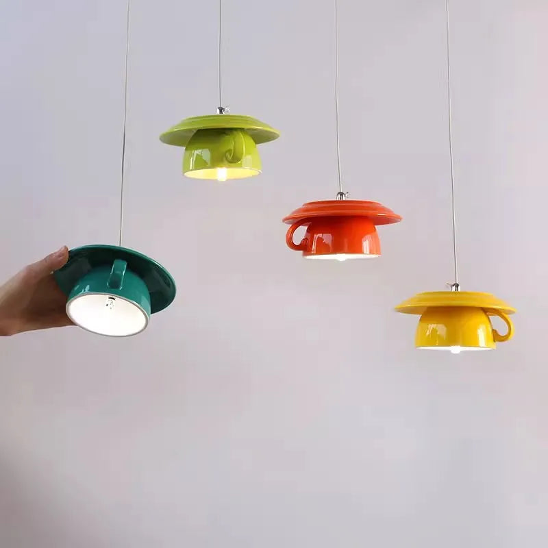 suspension en céramique design art thé éclairage led g4